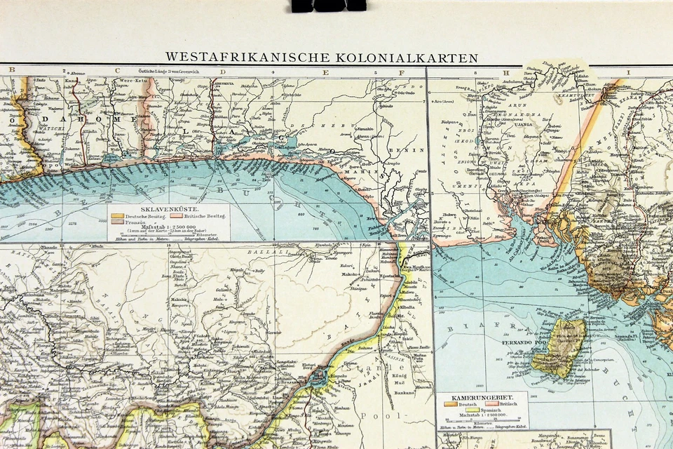 Mapas coloniales alemanes de África Occidental de 1898 litografía en color 18 x 11,5 Foto 3 de 3