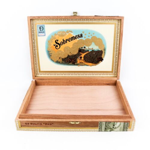 Caja de cigarros de madera vacía "roja" Sobremesa Solita 10,5" x 7,25" x 1,75" - Imagen 4 de 12