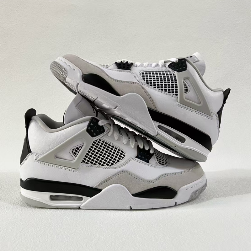 Nike Air Jordan 4 High Top Men's Retro Basketball Shoes Black/White/Gray