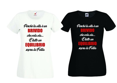 Vasco Rossi T-Shirt Warum das Leben ein Nervenkitzel ist, der über Blasco fliegt Lady Damen