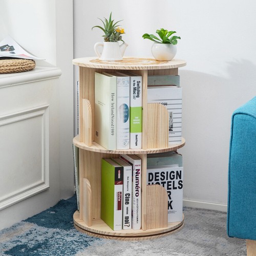 2-5 Tier Rotating Bookshelf 360 Display Floor Standing Bookcase Storage Rack - Picture 13 of 16