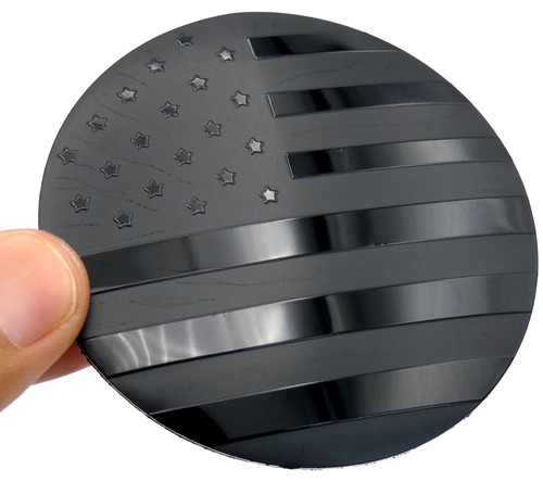 1x Patriotic American Flag Decal Sticker Emblem Aluminum Dome 65mm 2.55" Black - Foto 7 di 21