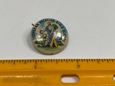 1950s Vintage Pin Back Button Lutheran Vacation Bible School Jesus Made In USA