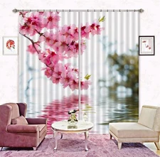 3D Pink Peach Blossom ZHUA3152 Photo Curtain Window Blockout Fabric Amy 2023