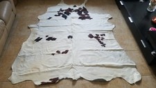 New White  Brown Spots SouthAmerican Cowhide 100 Large 6' X 6' Free Shipping