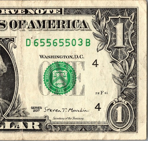 Mini Repeater Fancy Serial Number One Dollar Bill D65565503B - Picture 6 of 11