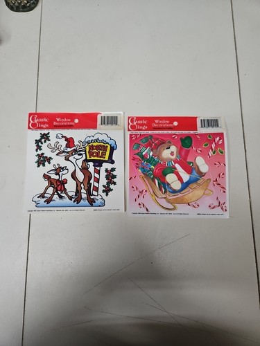Vintage Christmas Holidays Window Clings - Set Of Two From 1996 - Picture 1 of 6