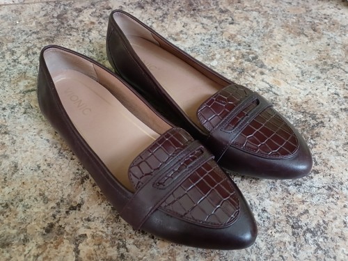 Vionic Savannah Loafers Flat Brown Leather Croc Embossed Womenâs Size 8.5 | eBay