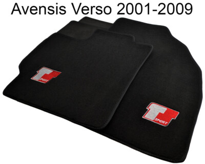 Floor Mats For Toyota Avensis Verso With Sport Emblem Black Tailored Carpets LHD