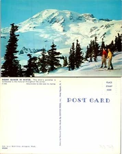 Mount Rainier Winter Washington Skier Postcard Unused (38368)
