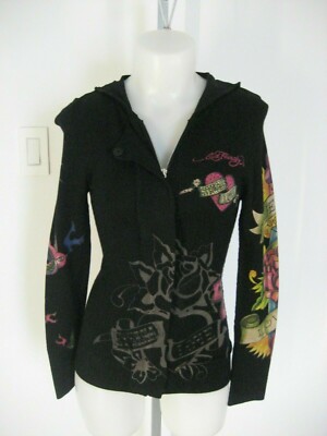 トップス Ed Hardy Vintage Y2K Ed Hardy Mens Rhinestone Embellished Shirt Size