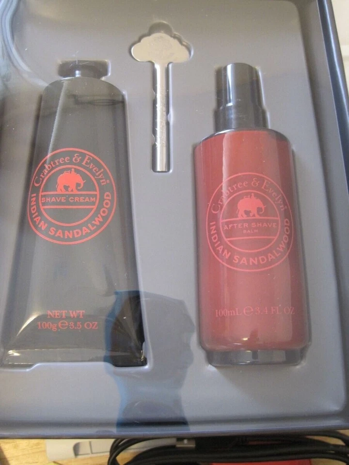 Crabtree & Evelyn Indian Sandalwood 2 PC Set Shave Cream &After Shave Balm NIB - Imagem 2 de 2