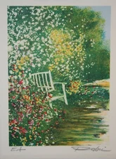 Raphael ROBIC - Lithographie originale signée - Jardin à Giverny 2