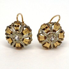 14k Two-Tone Lever Back Cubic Zirconia Earrings