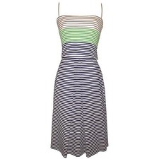 Lanvin VTG 1960s Blue White Striped Crop Tank Top and Skirt Dress Ensemble XS 0