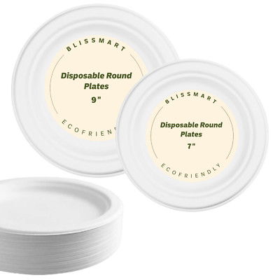 Einweg Bagasse Pappteller stark starr Partyteller weiß biologisch abbaubar UK