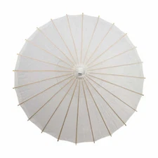 28" White Parasol Umbrella, Premium Nylon with Elegant Handle