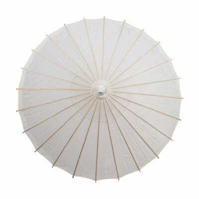 28'' White Parasol Umbrella, Premium Nylon with Elegant Handle