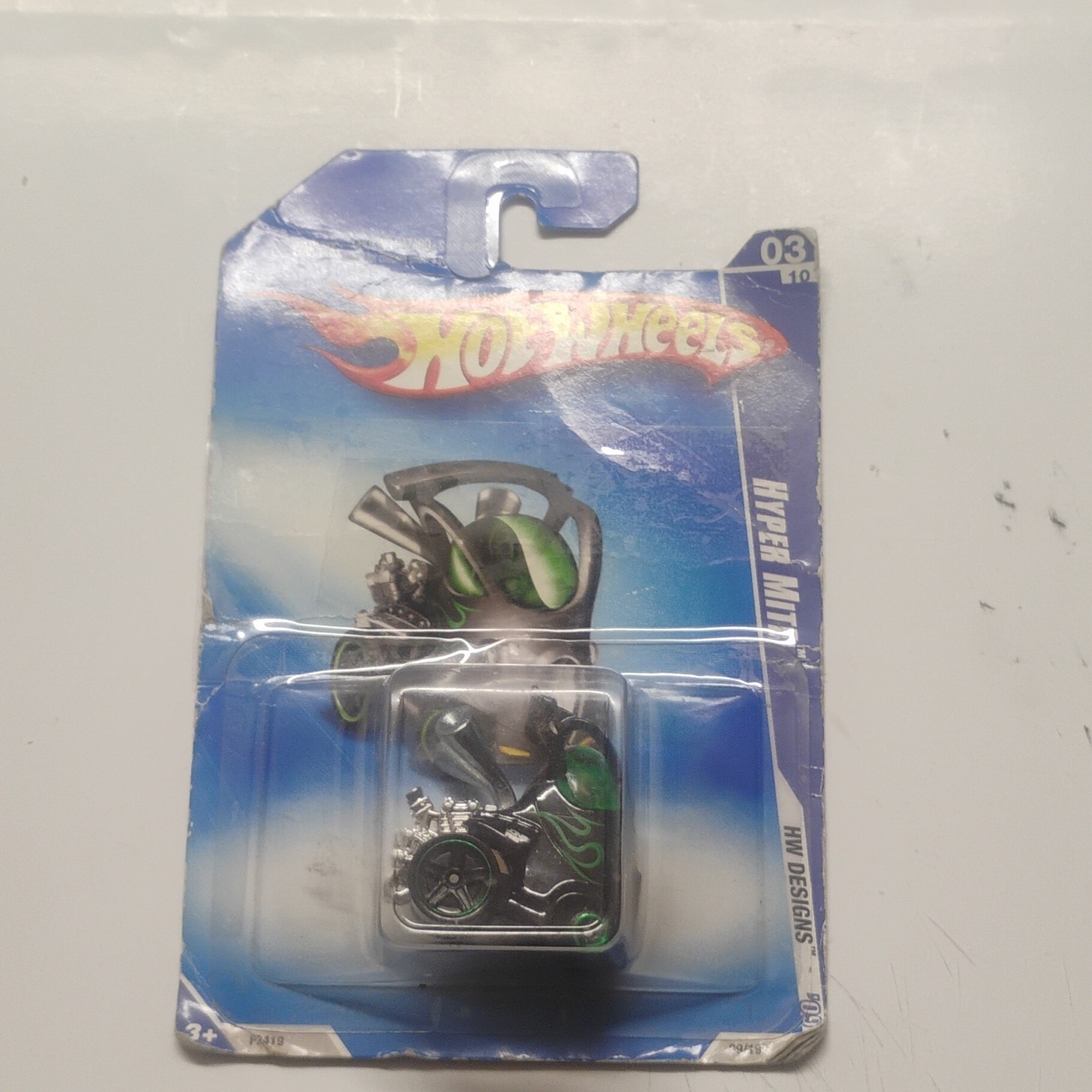 Hot Wheels Hyper Mite Diecast Motorcycle Black Green Silver 2008 P2419