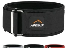 APEXUP WEIGHT LIFTING BELT BLACK 4" WIDE LEATHER 1/4" THICK REINFORCED STITCHING