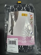 Joyspun Women’s Fashion-Lace Tights Black NIP SZ L Hearts 