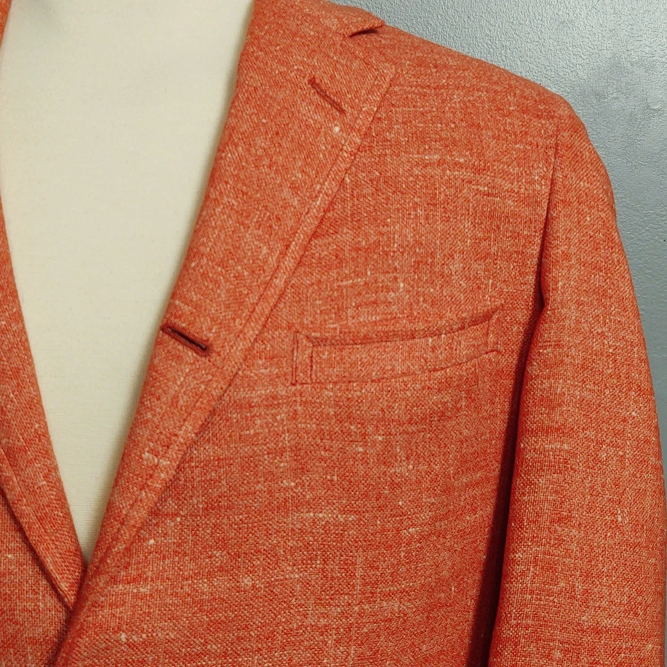 VTG 50s 60s Brooks Brothers Tweed Blazer Jacket Men's Size L 42 Orange EUC - Image 3 of 4
