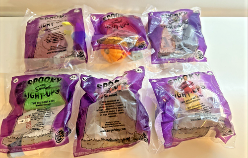 Burger King Simpson’s Spooky Light-Ups #6,7,8,9,10,11 Halloween Toys LOT of 6