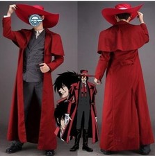 Anime Hellsing Ultimate Alucard Cosplay Costume Red Over Coat With Hat set