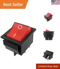 Red Neon DPST Rocker Switch - 4 Pin, On-Off, 20A for Household Appliances