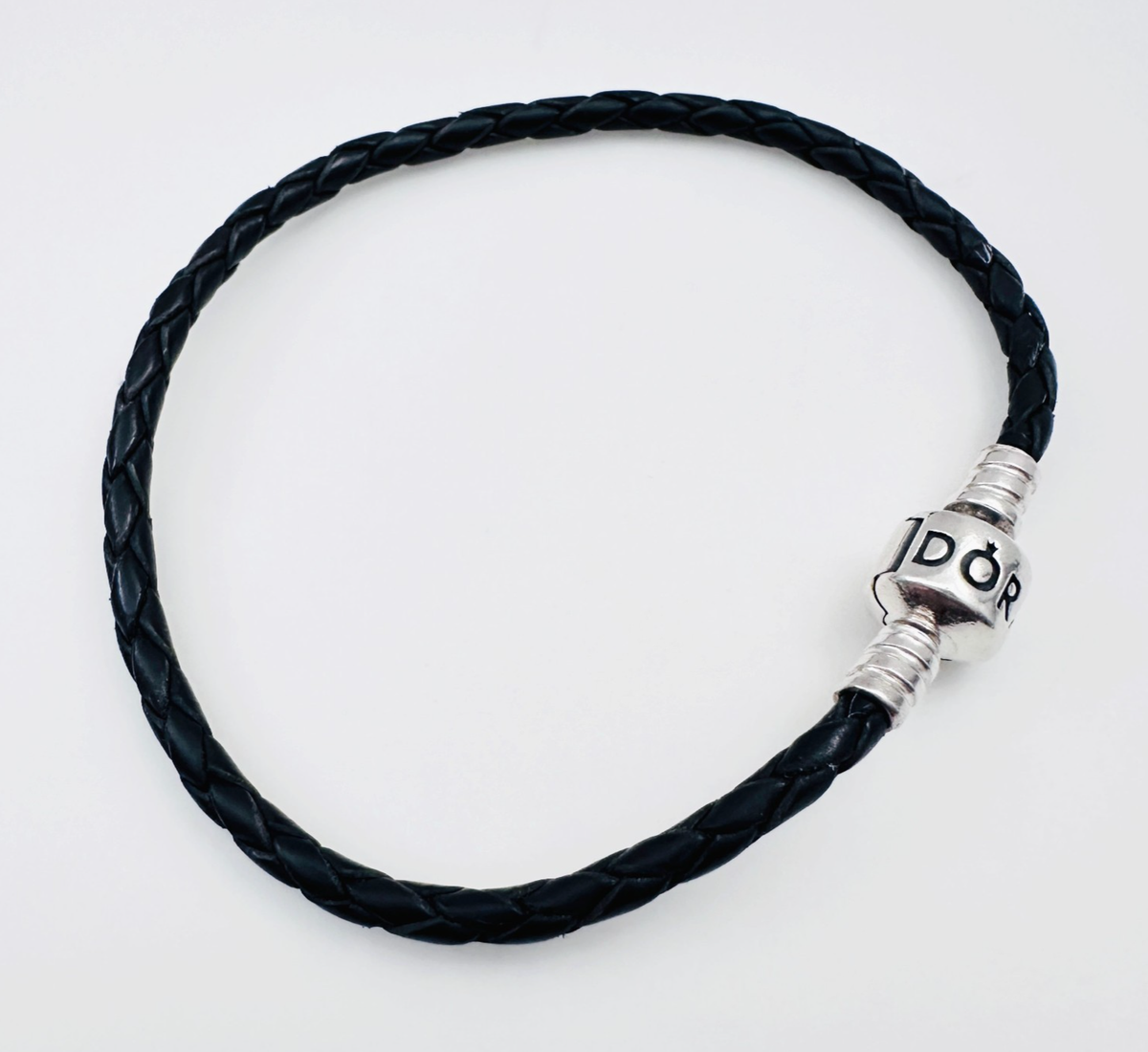 Auth PANDORA 925 Sterling Silver Braided Leather Single Wrap