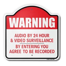Premises Protected By 24h Audio & Video 18" X 18" Heavy-Gauge Aluminum Sign