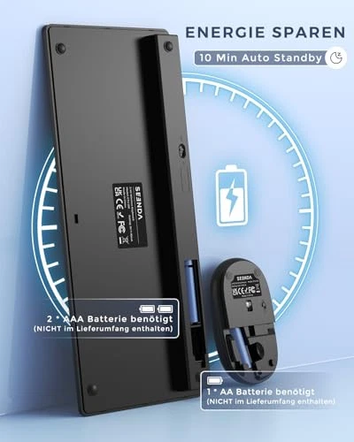 Kabellose Tastatur und Maus Klein, Ultradünne Mini Funktastatur mit Maus mit ... - Bild 4 von 4