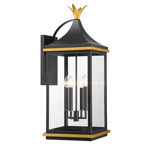 Crystorama Simpson 4 Light Outdoor Sconce, Black/Textured Gold - SIM-804-MK-TG - Picture 1 of 1