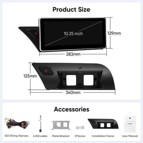 for 2009-2016 Audi B8/B8.5 - 10.25" Wireless CarPlay Android Auto Touchscreen - Picture 9 of 9