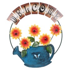 Sunflower Welcome Sign Outdoor Hanging Signs Metal Yard Decoration