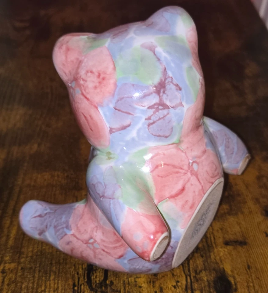 Pretty Pink Park Rose Pottery - Floral Teddy Bear Figurine 19cm High - Image 4 of 4