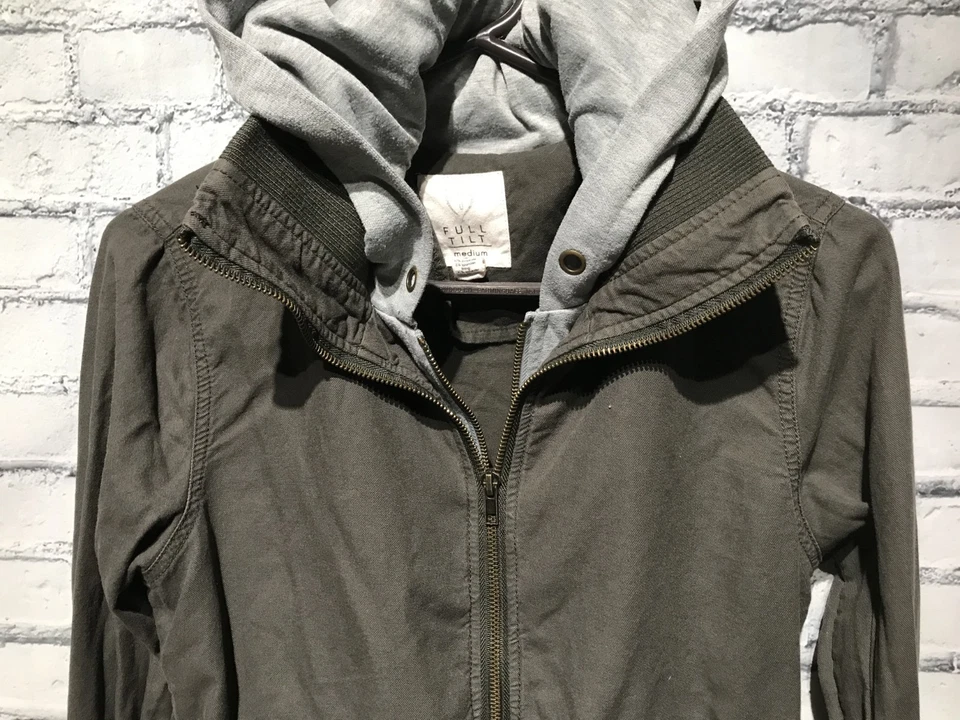 Full Tilt, Junior Youth Teen M, Dark Gray Long Sleeve Double Zip Hooded Jacket - Image 4 of 4