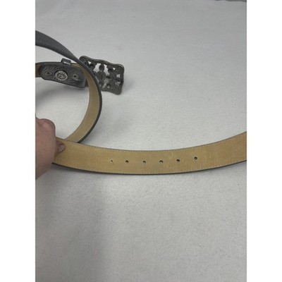 Vtg LEATHEROCK Belt Womens Sz 36 Silver Leather Rhinestone  display picture 1