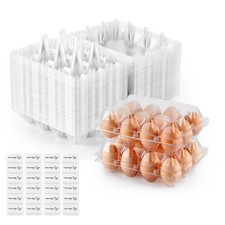 60PCS Egg Cartons Cheap Bulk with Sticker Labels, 3x4 Plastic Egg Carton for ...