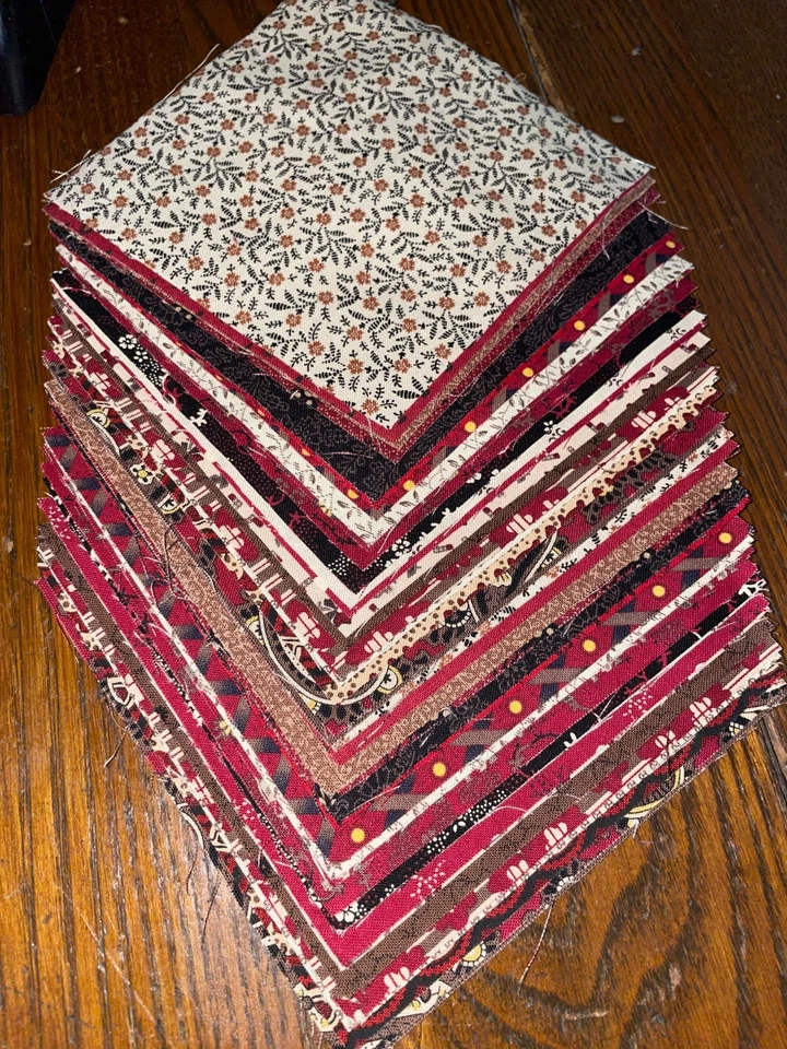 40 Cuadrados Tavern Reds por Keepsake Acolchado 5" Dije Reproducción Estampado Pequeño Foto 2 de 4