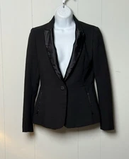 Zara Basic Black One Button Women's Tuxedo jacket with Satin Lapel Size S