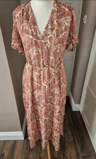 Next Paisley Chiffion Fully Lined Beach/pool Maxi  Dress Uk 20 Holiday 