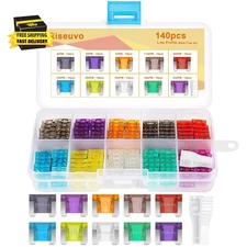 140 Pcs Low Profile Mini Fuse Kit - Automotive Blade Fuses Assortment Kit for Ca