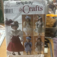 Simplicity 7998 18" Doll Dress Hat Victorian Gibson Girl Sewing Pattern Precut
