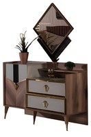 Schlafzimmer Set Schminktisch + Spiegel Kosmetiktisch Make-Up Tisch Braun 2Tlg.