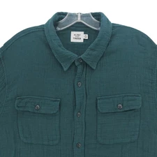 FLINT AND TINDER Double Gauze Shirt Long Sleeve Forest River Teal 100% Cotton XL