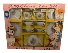 Vintage Child Toy China Tea Set in Original Box Set For 6 NOS ceramic plastic