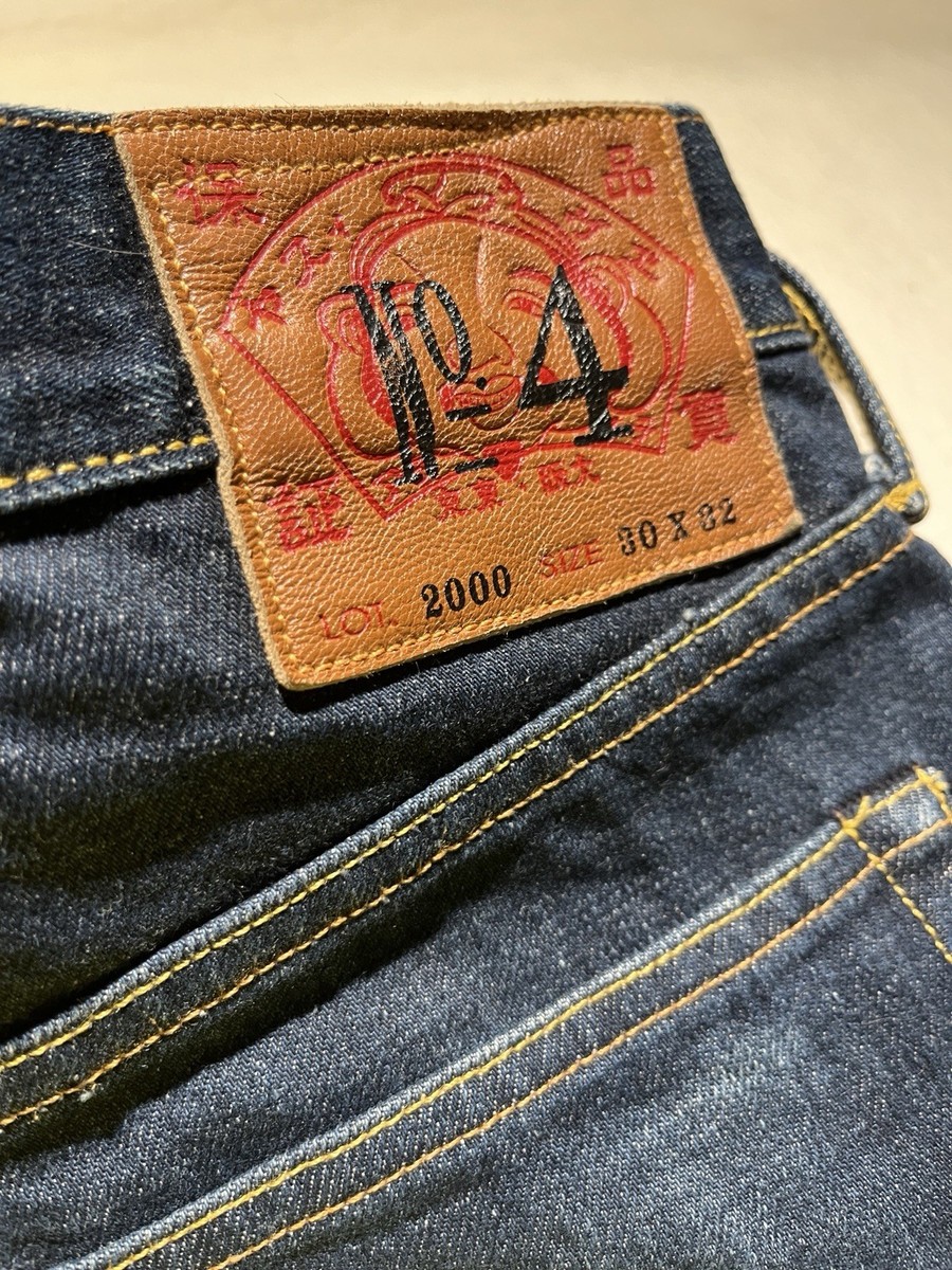 EVIS キッキー　イエローペイントジーンズ EVISU Jeans No.4 Daicock Yellow Seagull Paint 30x32 Button Fly