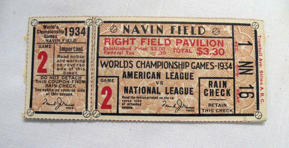 1934 Year Vintage Sports Ticket Stubs for sale | eBay
