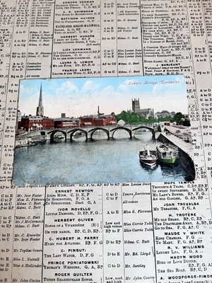 Severn Bridge Worcester Postkarte 1908